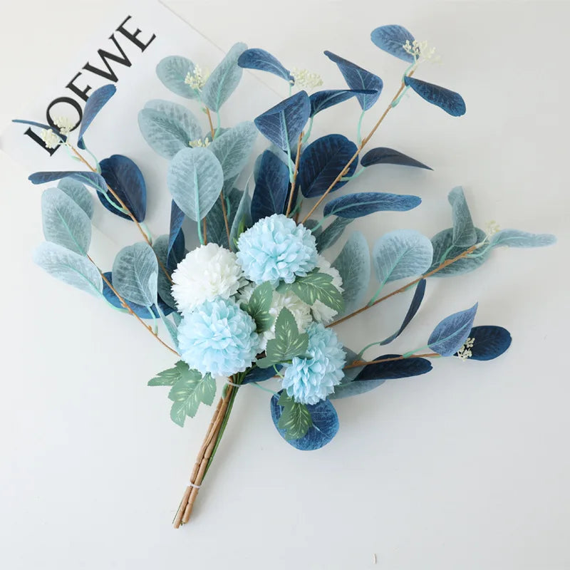 45Cm Eucalyptus Artificial Flowers Bouquet Decoration Fake Ornament Table Home Room Decor Garden Party Autumn Bridal Bouquet