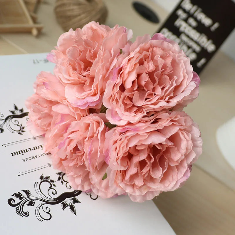5 Heads/ Bouquet Peony Artificial Flowers Home Decor Silk Fake Flower Peonies Artificial Flowers for Wedding DIY Decoration