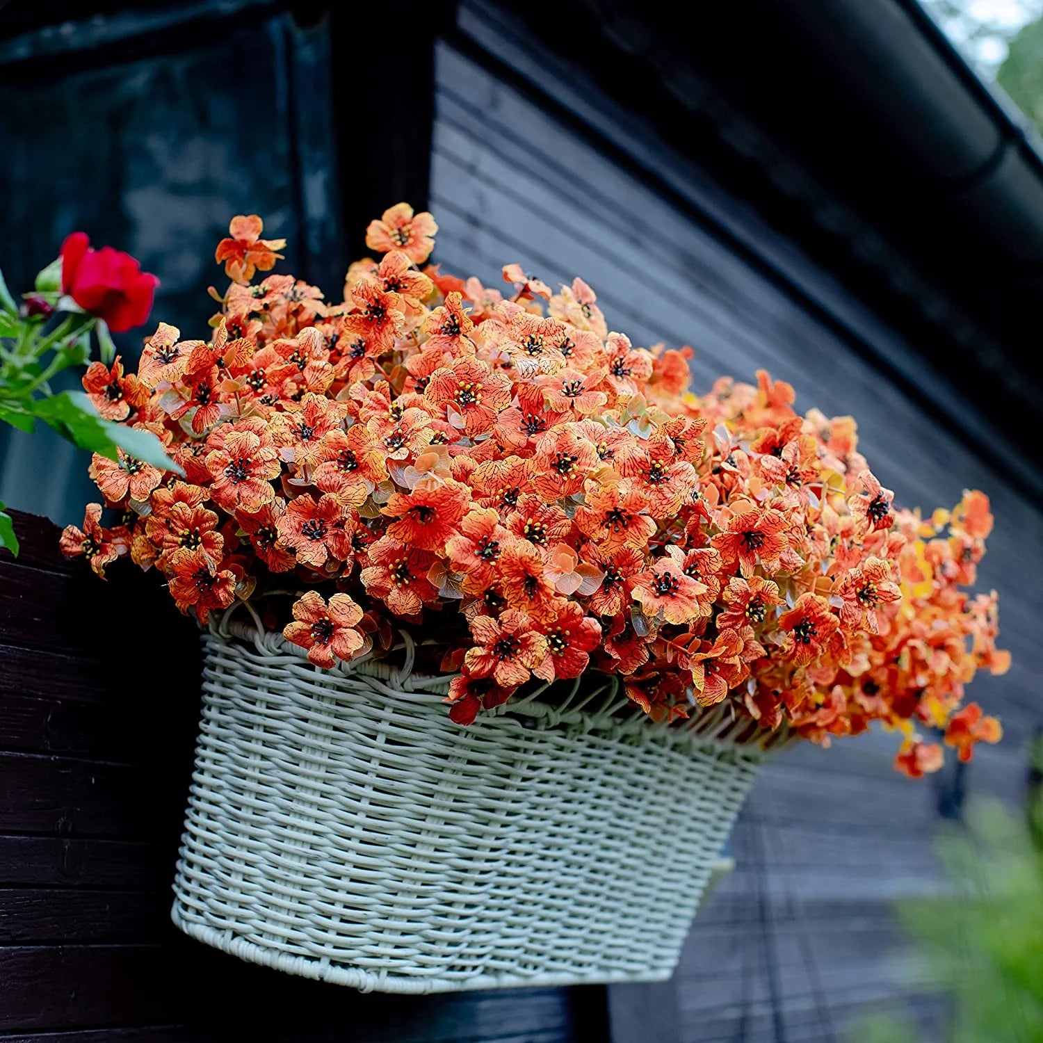 16 Bundles Artificial Fall Flowers for Outdoors Fake Plants, Faux outside Greenery Boxwood No Fade Plastic Shrubs Decor Farmhouse Home Garden