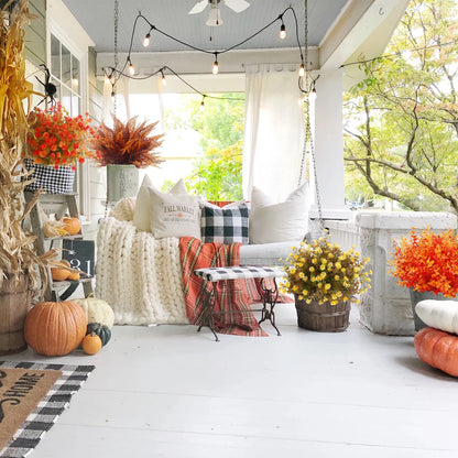 24 Bundles Artificial Fall Flowers, Autumn Fake Flowers Fall Decorations for Home Outdoor Garden Harvest Autumn Home Decor