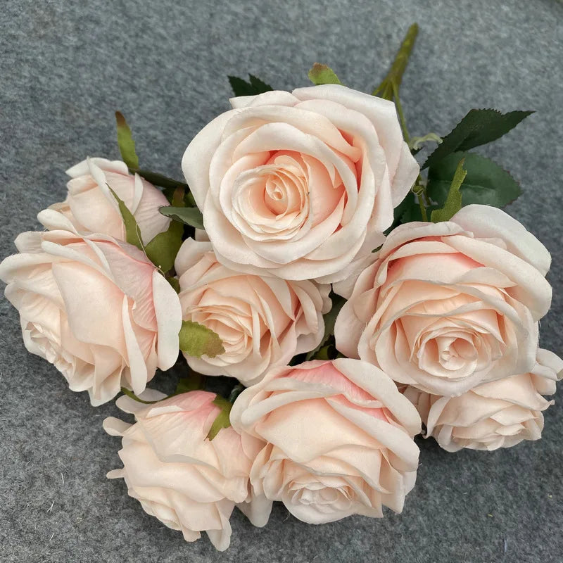 Artificial Flowers Simulation 9 Head Rose Bouquet Wedding Wedding Decoration Artificial Flowers Photography Arrangement Props