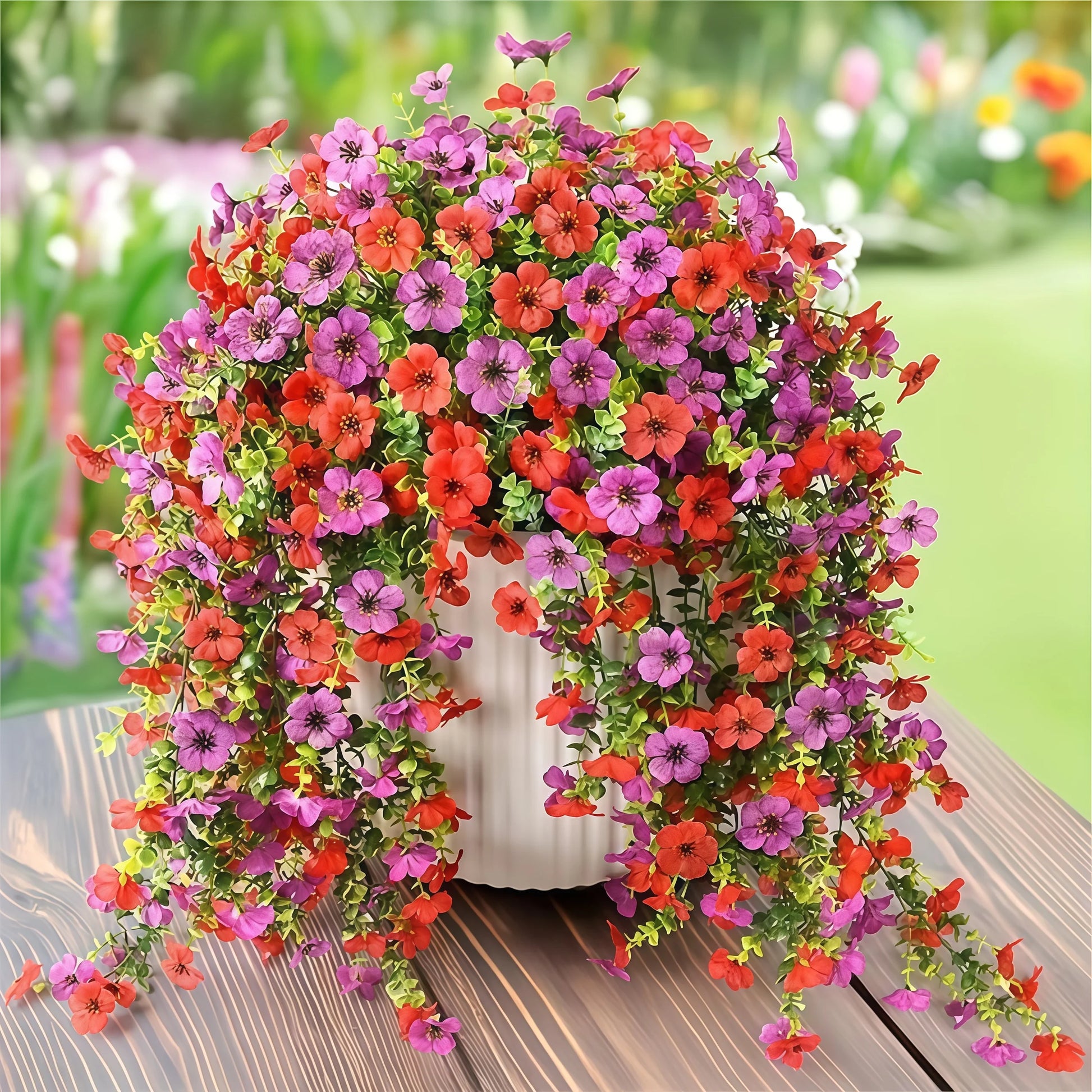 2/4Pcs Artificial Flowers Simulated Eucalyptus Morning Glory Vines with Eucalyptus Leaves, for Home Outdoor Garden Decoration