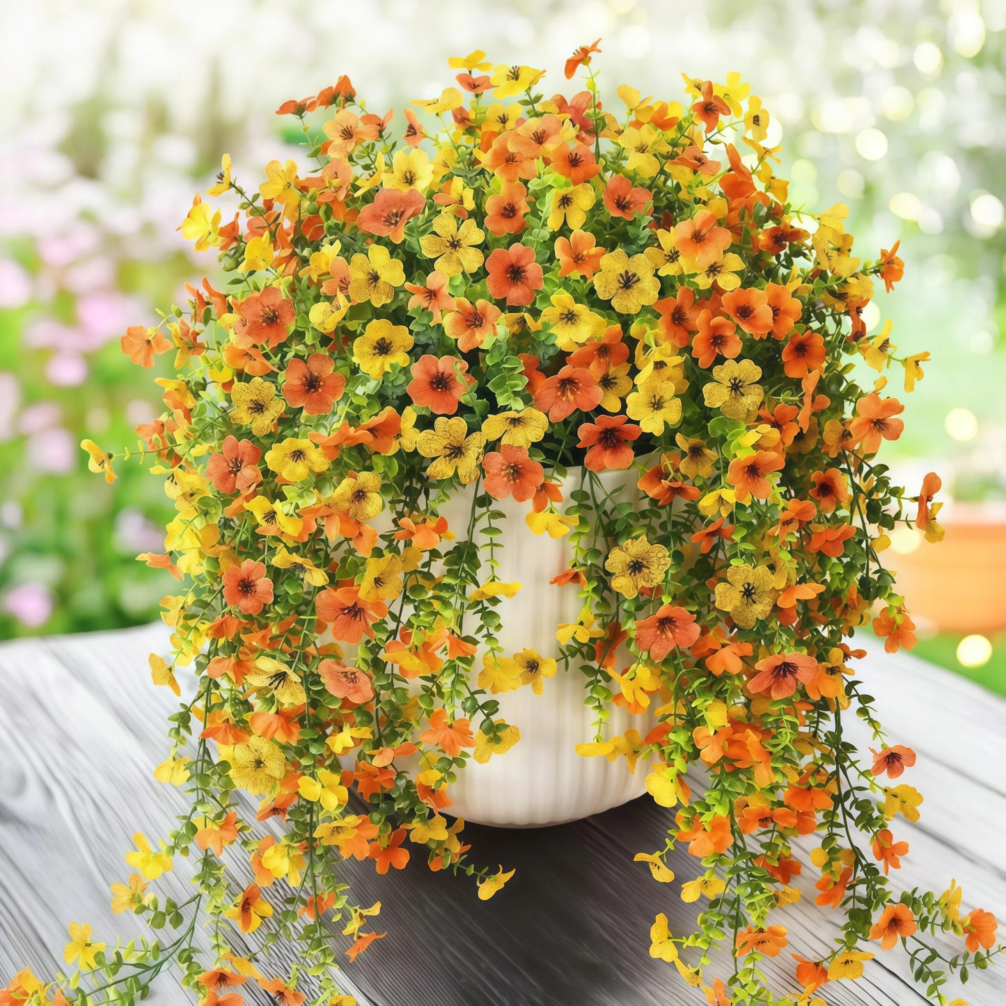 2/4Pcs Artificial Flowers Simulated Eucalyptus Morning Glory Vines with Eucalyptus Leaves, for Home Outdoor Garden Decoration
