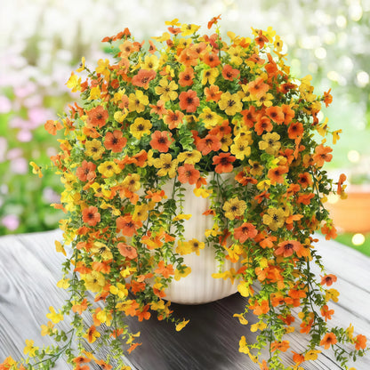 2/4Pcs Artificial Flowers Simulated Eucalyptus Morning Glory Vines with Eucalyptus Leaves, for Home Outdoor Garden Decoration