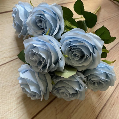 Artificial Flowers Simulation 9 Head Rose Bouquet Wedding Wedding Decoration Artificial Flowers Photography Arrangement Props