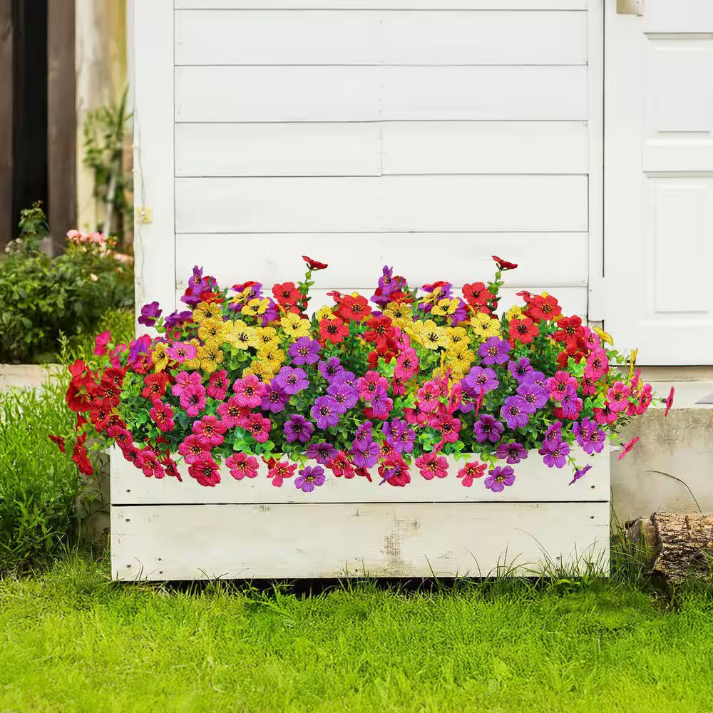 2.00 In. Mix Red Purple Yellow Rose-Red Artificial Outdoor Flower