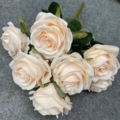 9 Head Diamond Roses European Artificial Flowers Home Wedding Rose Wedding Hotel Road Leading Bunch Artificial Flowers