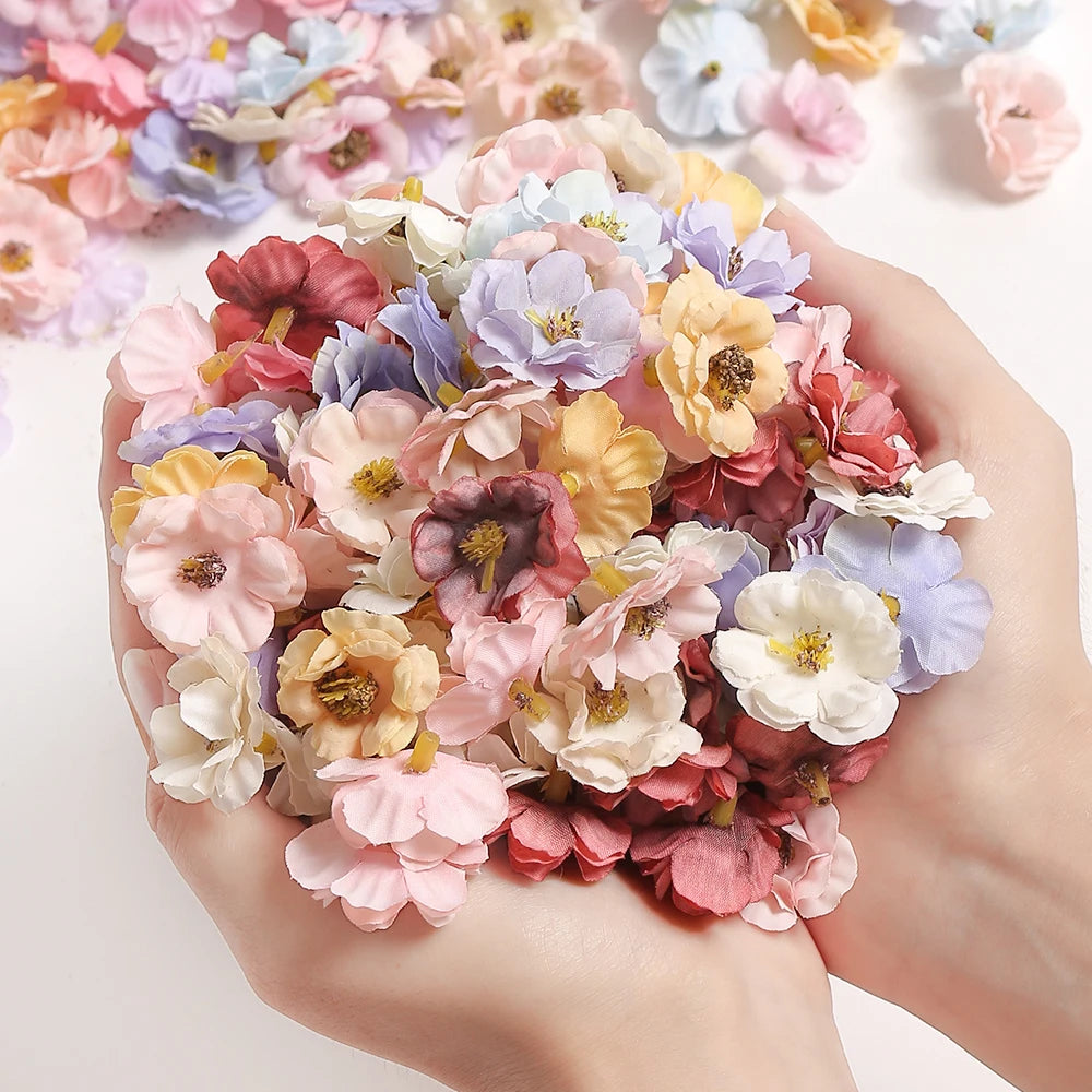 30Pcs Mini Artificial Rose Flowers Heads Silk Fake Flowers for Home Dceor Wedding Decoration Craft Wreath Gifts Accessories