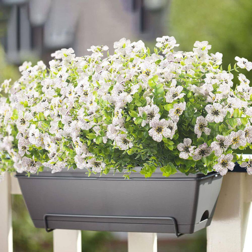 4 In. H 10 Bundles UV Resistant Artificial Flowers for Outdoor Garden Porch Window Box Decor Viole