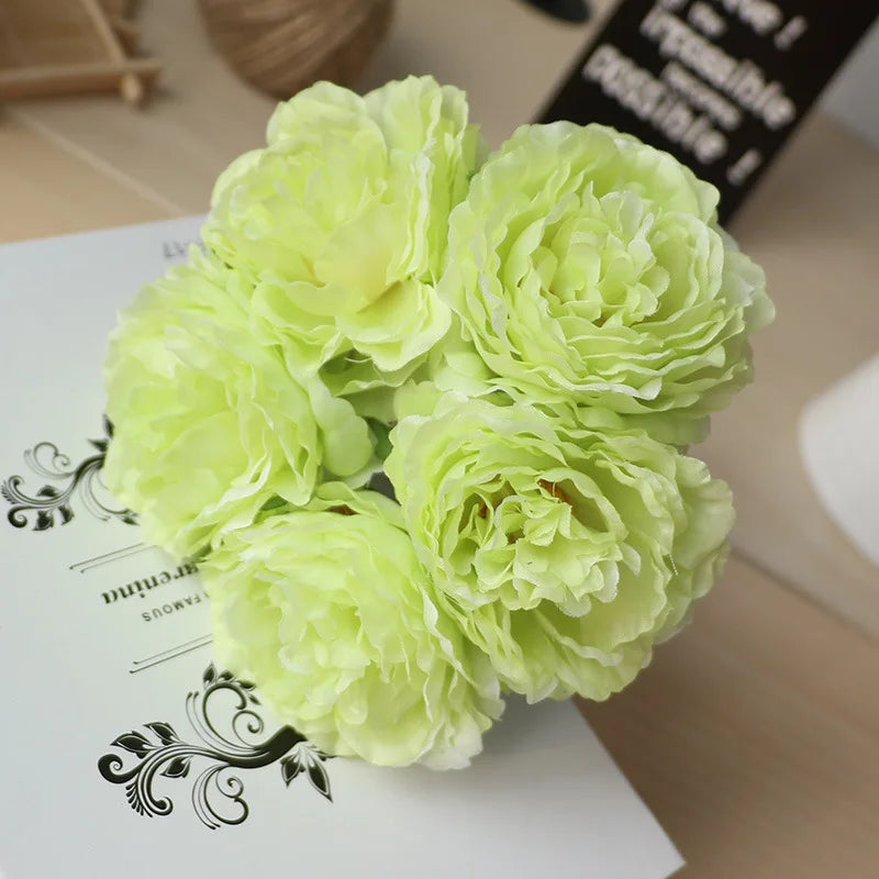 5 Heads/ Bouquet Peony Artificial Flowers Home Decor Silk Fake Flower Peonies Artificial Flowers for Wedding DIY Decoration