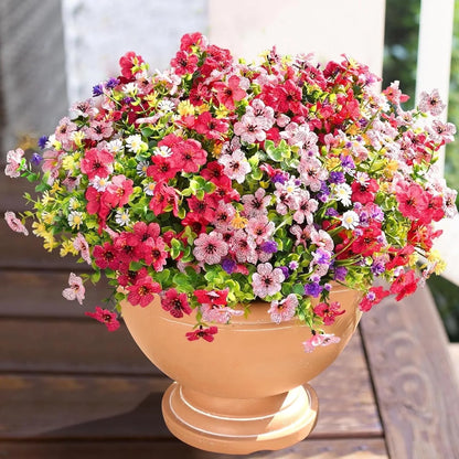Artificial Flowers UV Resistant Plastic Potted Boxwood for Outdoor Garden Décor