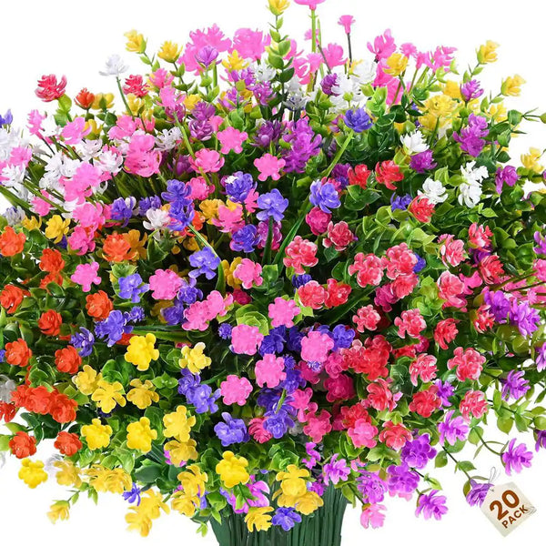 6.7 In. H 20 Pieces UV Resistant Artificial Flowers for Outdoor and Indoor Decor