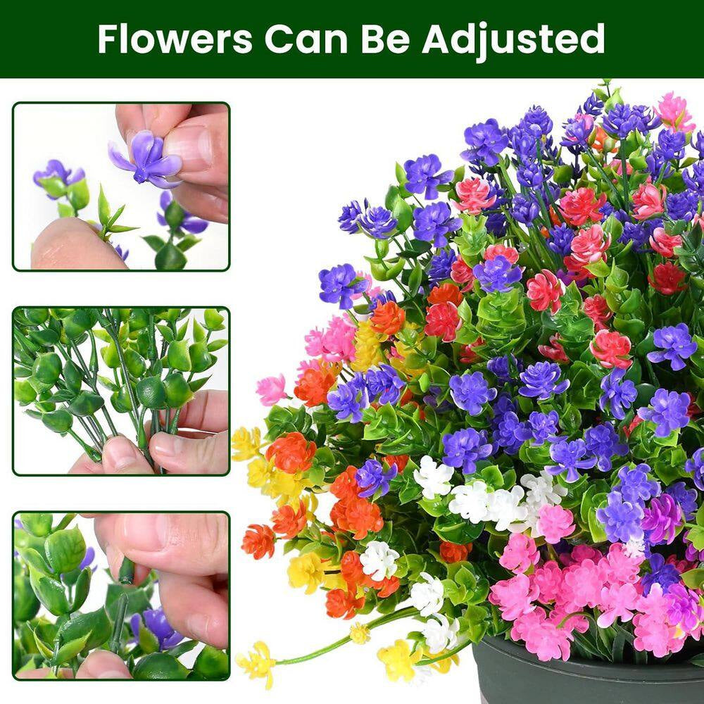 6.7 In. H 20 Pieces UV Resistant Artificial Flowers for Outdoor and Indoor Decor