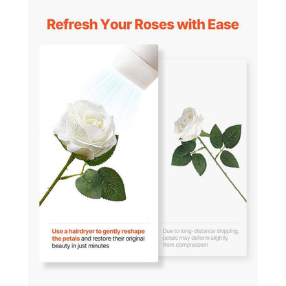 Artificial Flowers, 20 In. White Indoor/Outdoor Artificial Rose Flower for Wedding Bouquets, Home Arrangements