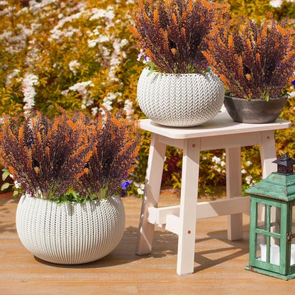 10 Bundles Artificial Fall Flowers Outdoor Fall Decor Artificial Lavender Flowers UV Resistant Fake Fall Plants Faux Fall Flowers Autumn Thanksgiving Decorations Home Indoor Garden(Brown)