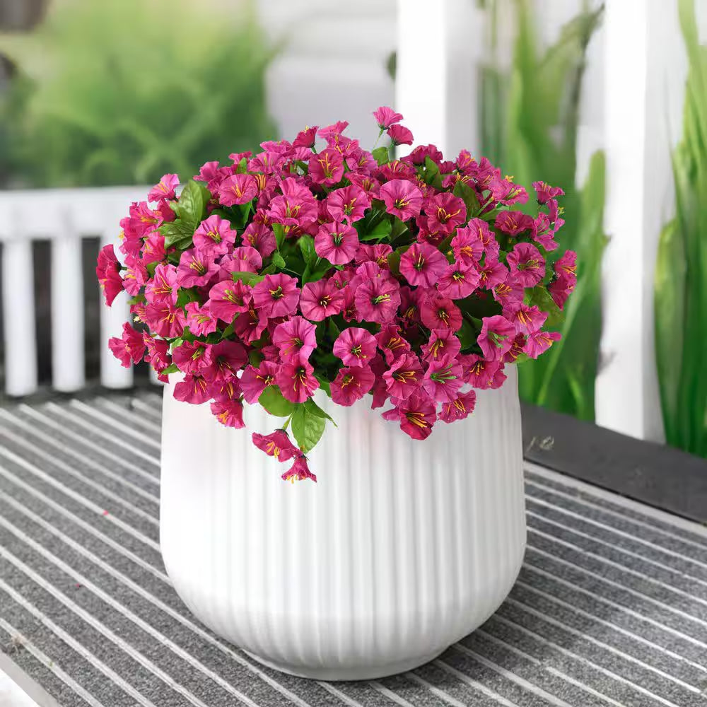 12.00 In. 8 Bundles Artificial Flowers for Outdoor Spring Decoration, UV Resistant Faux Flowers