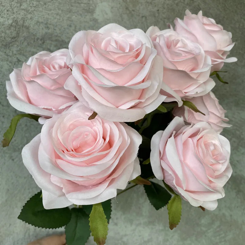 Artificial Flowers Simulation 9 Head Rose Bouquet Wedding Wedding Decoration Artificial Flowers Photography Arrangement Props