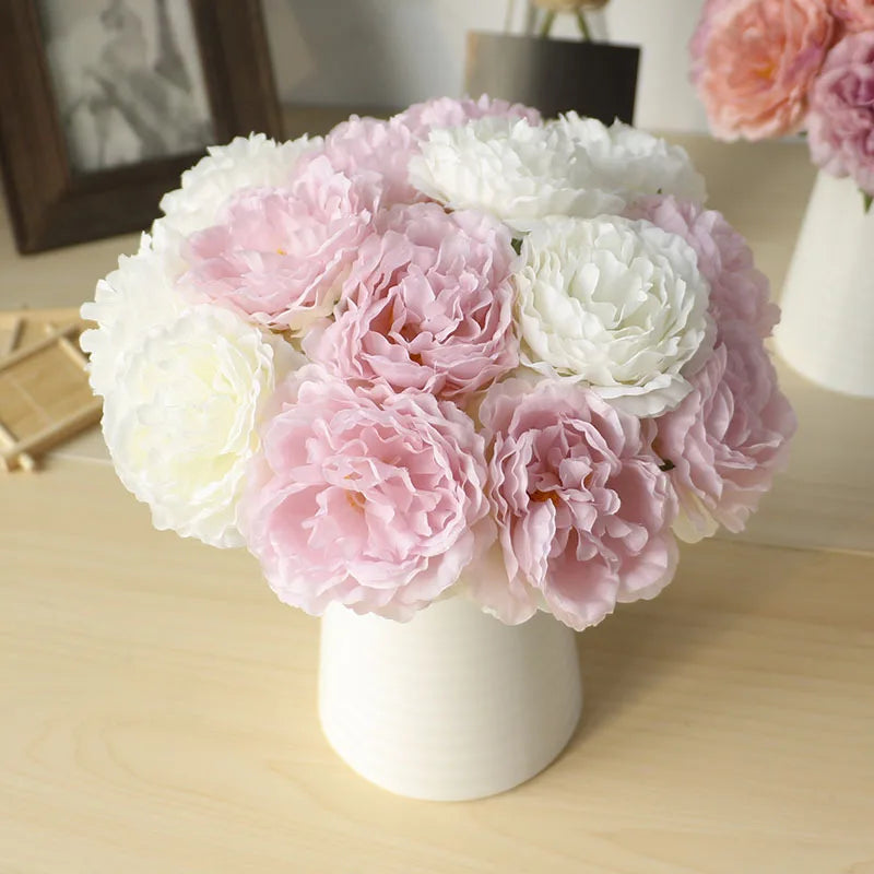 5 Heads/ Bouquet Peony Artificial Flowers Home Decor Silk Fake Flower Peonies Artificial Flowers for Wedding DIY Decoration