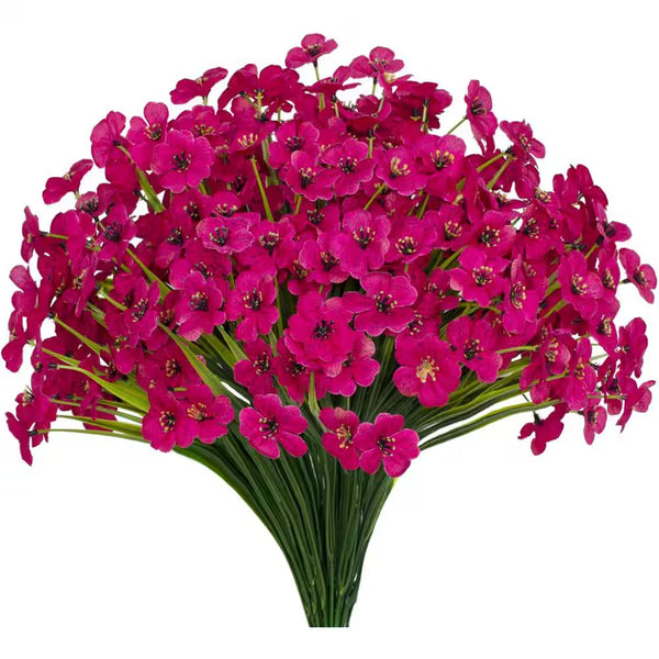 15 In. H 15 Pieces Bundles UV Resistant Artificial Outdoor Flowers in Fuchsia