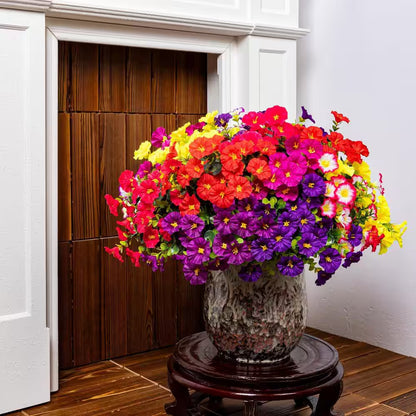 4.33 In. H 16 Bundles Artificial Morning Glory Flowers, UV Resistant, 8 Colors