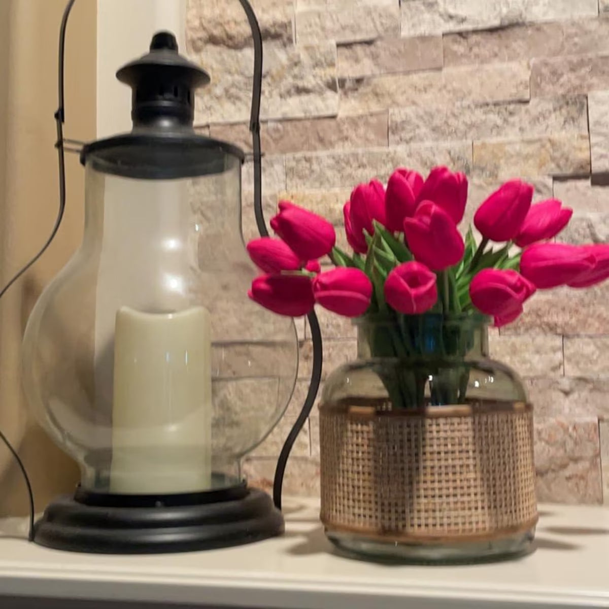 20 Pcs Artificial Tulips Faux Flowers, Fake Tulip Flowers for Spring Indoor Table Wedding Decorations Mother'S Day Easter Gifts, Hot Pink