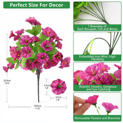 12.00 In. 8 Bundles Artificial Flowers for Outdoor Spring Decoration, UV Resistant Faux Flowers