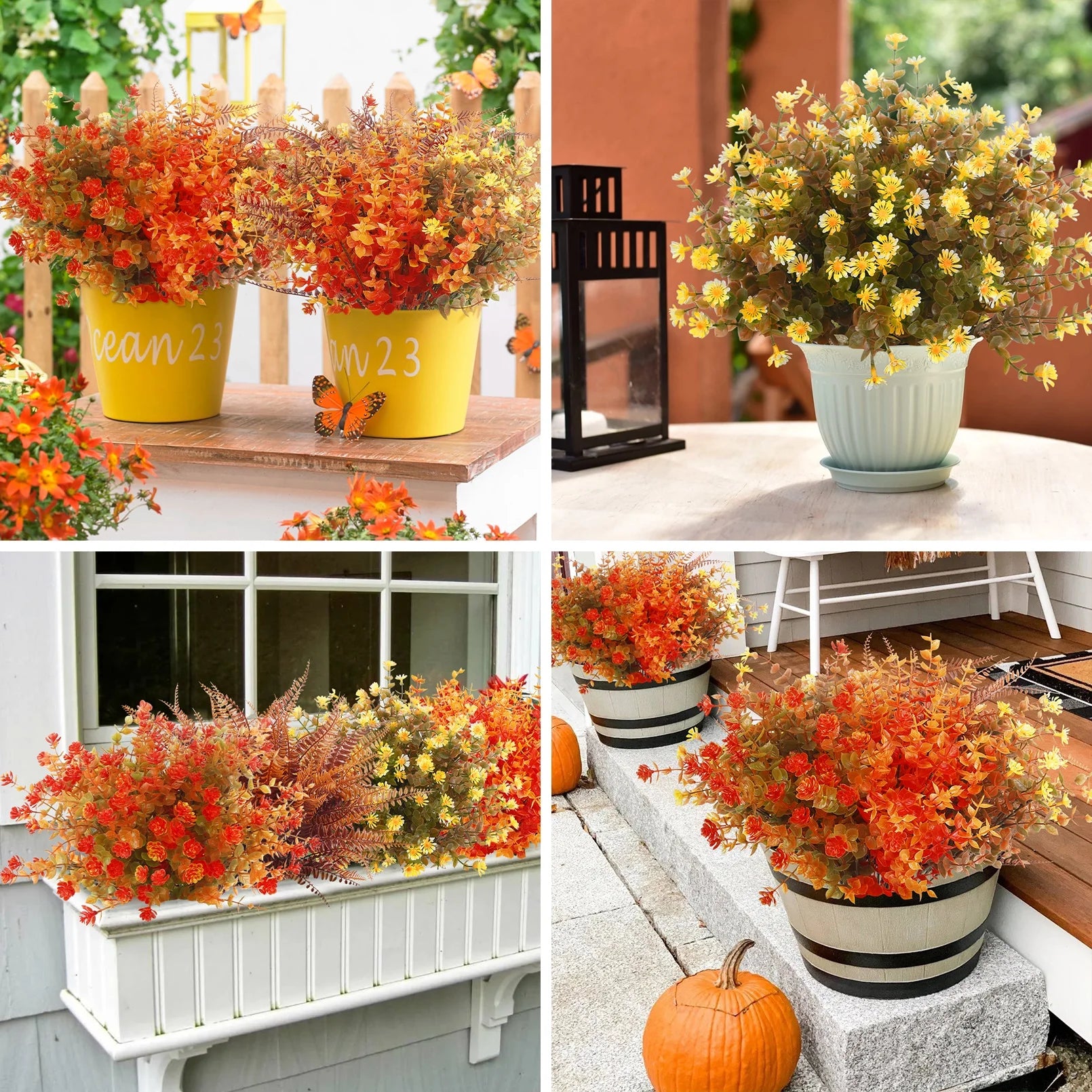 24 Bundles Artificial Fall Flowers, Autumn Fake Flowers Fall Decorations for Home Outdoor Garden Harvest Autumn Home Decor