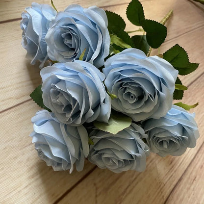 9 Head Diamond Roses European Artificial Flowers Home Wedding Rose Wedding Hotel Road Leading Bunch Artificial Flowers