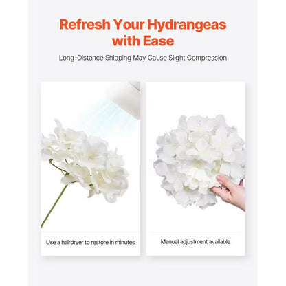 Artificial Flowers, 9.8 In., White, for Outdoor Indoor, Artificial Hydrangea Flower, 105 Pcs Silk Fake Hydrangea Bulk