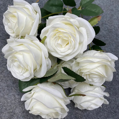 Artificial Flowers Simulation 9 Head Rose Bouquet Wedding Wedding Decoration Artificial Flowers Photography Arrangement Props