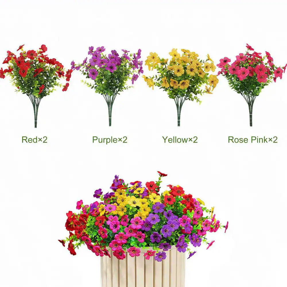 2.00 In. Mix Red Purple Yellow Rose-Red Artificial Outdoor Flower