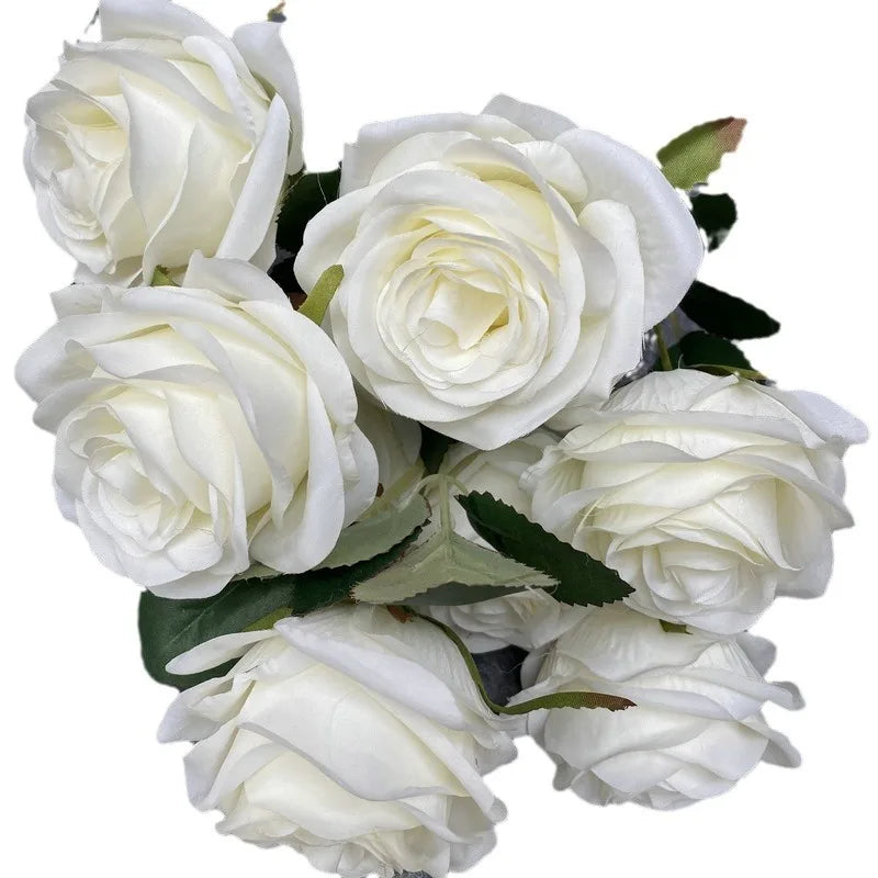 9 Head Diamond Roses European Artificial Flowers Home Wedding Rose Wedding Hotel Road Leading Bunch Artificial Flowers