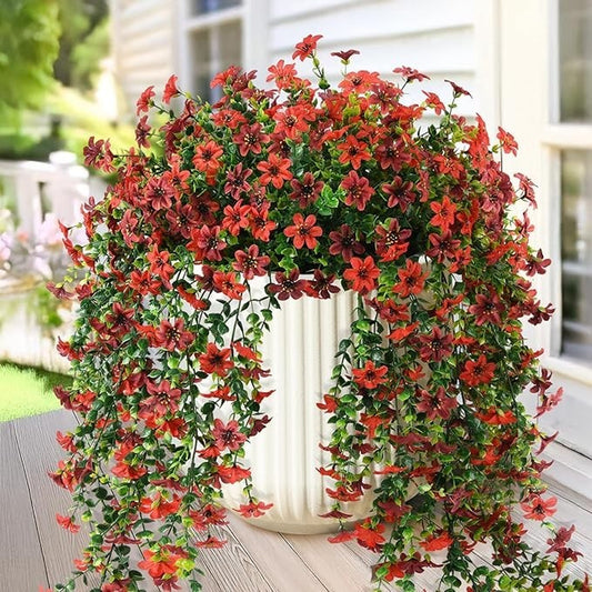 Artificial Hanging Flowers Plants for Outdoor Spring Decoration,2 PCS Faux Silk
