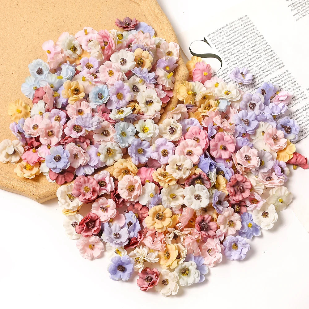 30Pcs Mini Artificial Rose Flowers Heads Silk Fake Flowers for Home Dceor Wedding Decoration Craft Wreath Gifts Accessories