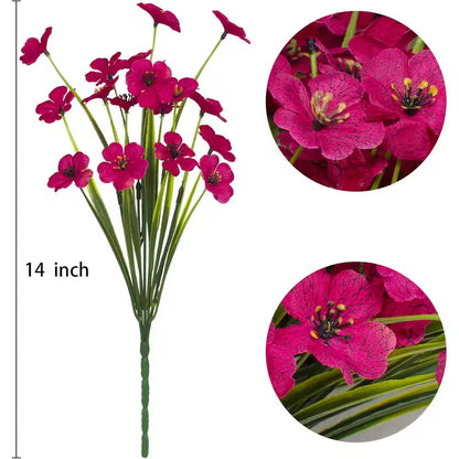 15 In. H 15 Pieces Bundles UV Resistant Artificial Outdoor Flowers in Fuchsia
