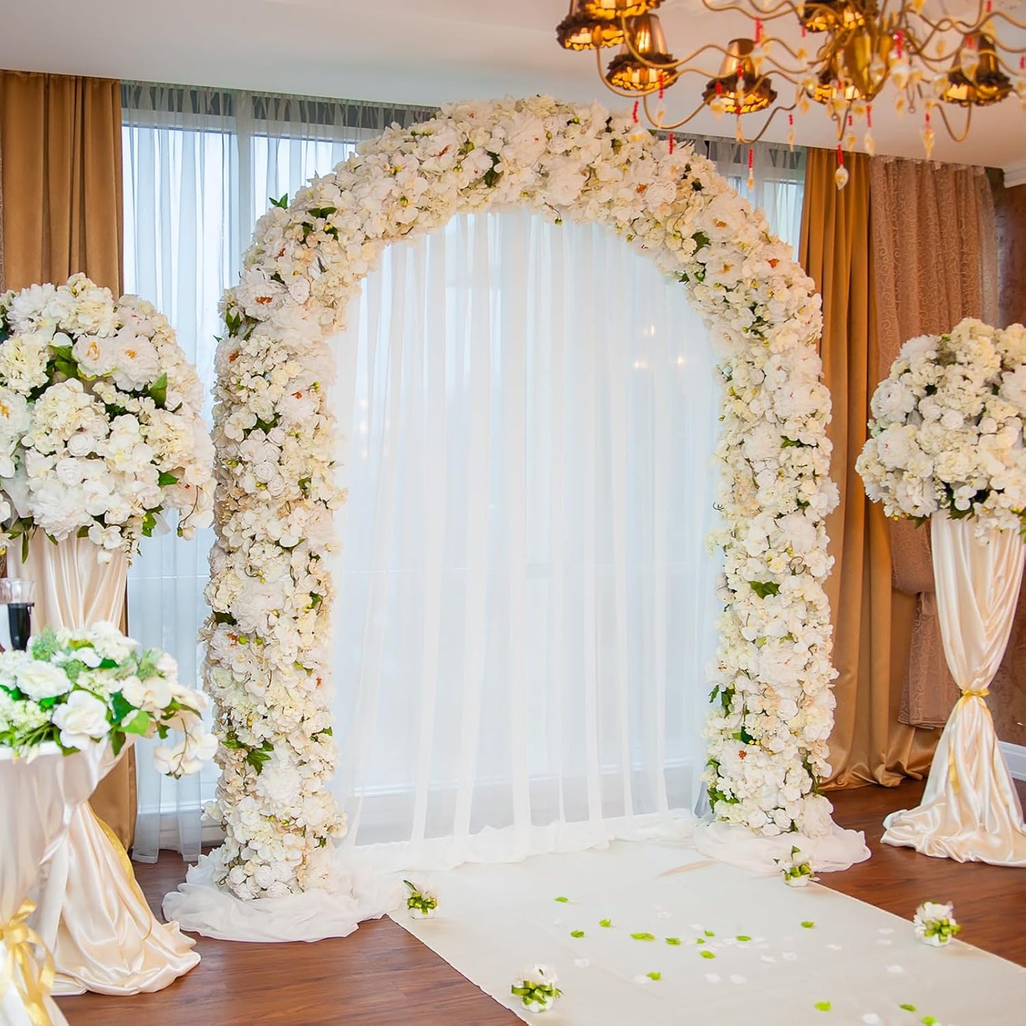 100 PCS Beige Hydrangea Artificial Flowers, Silk Full Flowers Heads with Stems for Wedding Centerpieces, Home, Garden, Baby Shower, Party Decoration